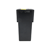 Vista superior de la batería de bicicleta Ansmann 36V 14Ah Compatible. El indicador de batería es claramente visible.