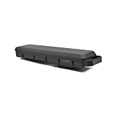 Foto claro de la batería de bicicleta Bosch Powerpack 540 Performance/Active portaequipajes E-Bike Vision. La foto es una vista en tres cuartos, el indicador de batería y el asa son claramente visibles.
