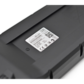 Foto en primer plano de la etiqueta en la parte inferior de la batería de bicicleta Bosch Powerpack 540 Performance/Active portaequipajes E-Bike Vision.
