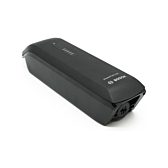 Vista en tres cuartos de la batería de bicicleta Bosch Powerpack 545 SMART Frame tomada desde la izquierda.