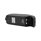 Foto de la parte inferior de la batería de bicicleta Bosch Powerpack 700 Active/Performance cuadro E-Bike Vision desde el asa. La batería está de lado.