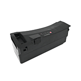 Batería compatible Impulse 36V 14.5Ah producida por EYXON vista desde un ángulo inclinado. El asa, la parte superior y el lado de la batería son visibles.