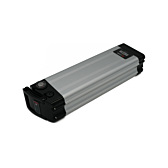 Vista en tres cuartos de la Phylion XH370-12J Silverfish 37V 12Ah Compatible donde el indicador LED es visible.