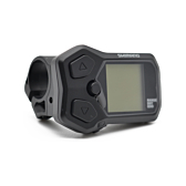 Vista de tres cuartos del ciclocomputador Shimano Steps display SC-E5000 desde un ángulo bajo