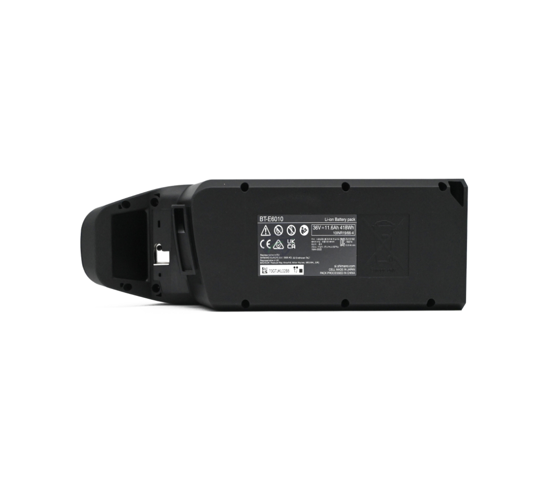 foto del Shimano BT-E6010 36V 11.6Ah donde se pueden ver todas las pegatinas rectas y legibles