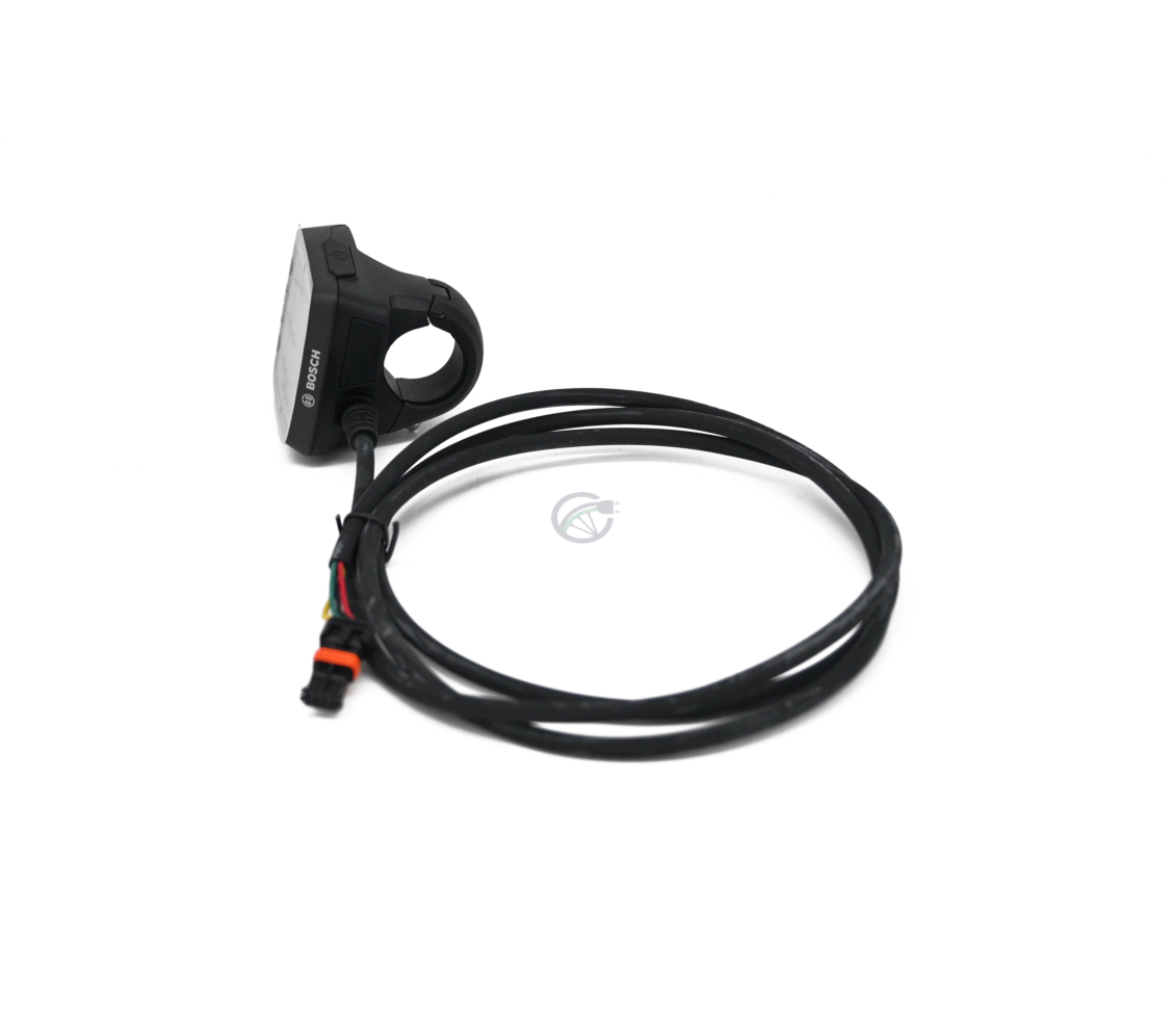 Vista lateral del display Bosch Purion, incluido el cable completo.