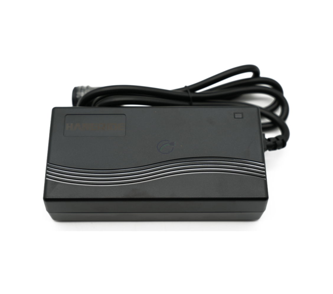 Vista superior del cargador compatible Gazelle Impulse 42V 3A con conector Rosenberger.