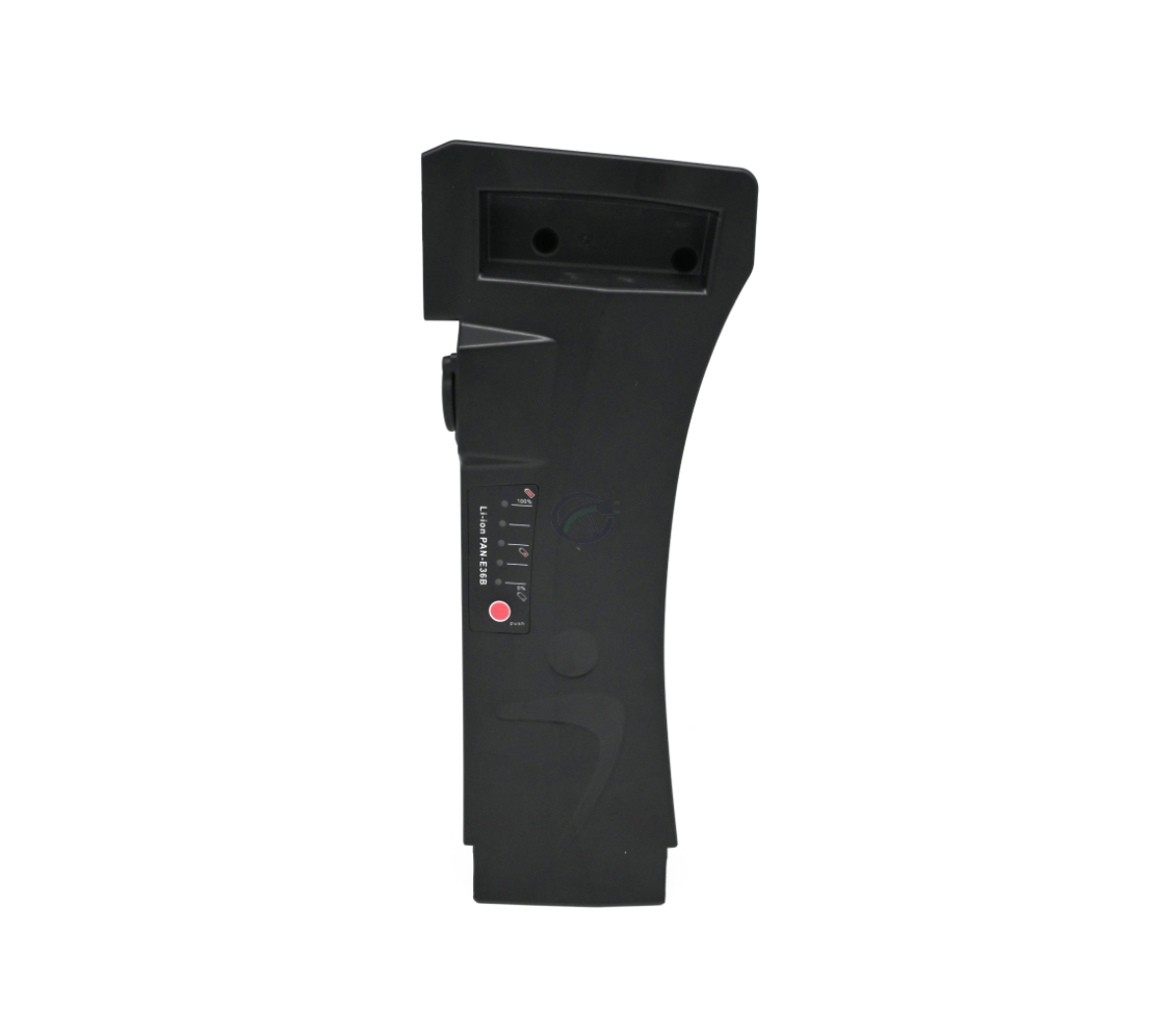 Vista superior de la batería compatible Impulse 36V 14.5Ah producida por EYXON. El indicador de batería es claramente visible.