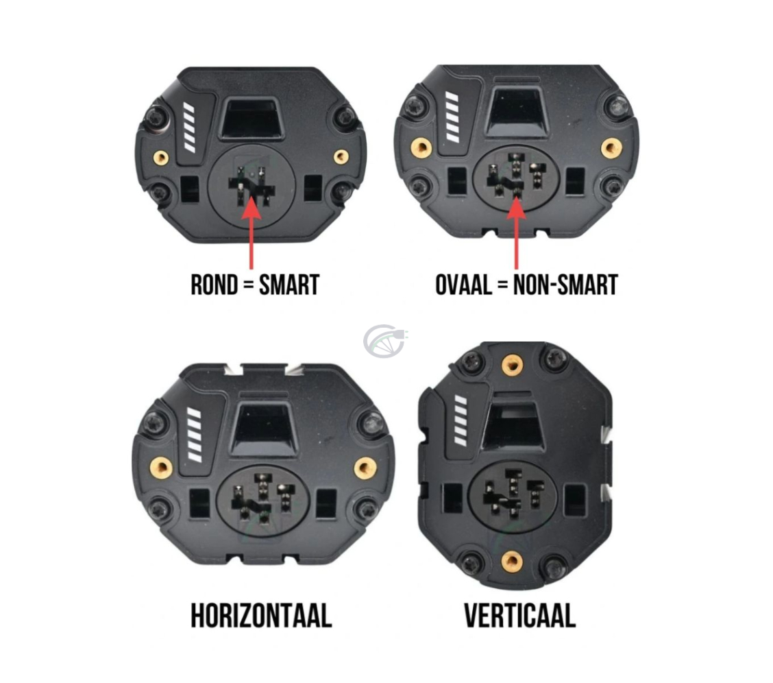 En esta imagen se pueden ver las diferentes variantes de baterías de bicicleta Bosch PowerTube en comparación entre sí. Así, se muestra la variante SMART, NON-SMART, Vertical y Horizontal y las diferencias entre ellas.