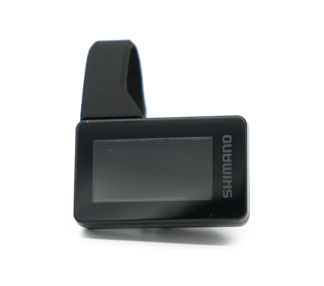 Vista frontal del Shimano Steps SC-EN600 con la pantalla claramente visible.
