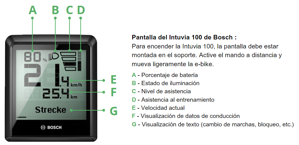 Bosch Intuvia 100 display explicación